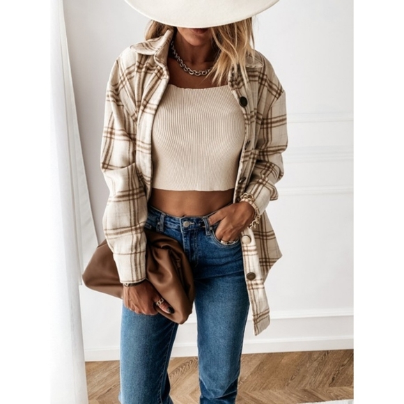 Plaid Button Up Shacket - Picture 2 of 16